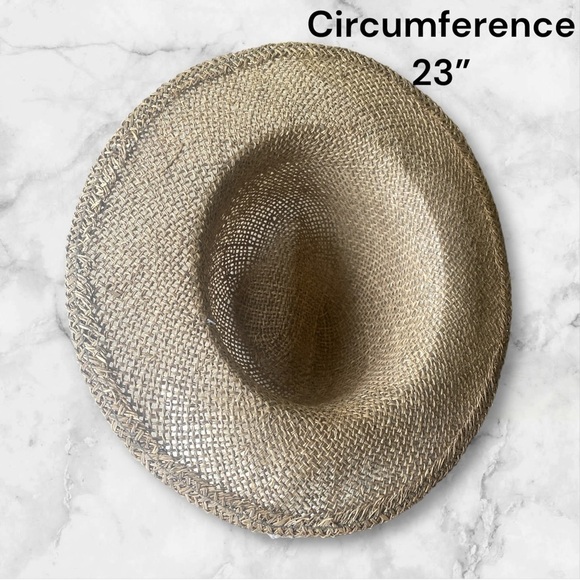 Round Ranger Wide Brim Straw Hat with Cream Ribbon 23” Circumference NWOT - Picture 6 of 6